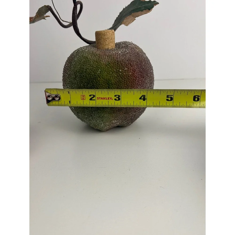 Set of 3 Vintage‎ Sugar Beaded Apples Glittered Red Green Yellow Home Decor